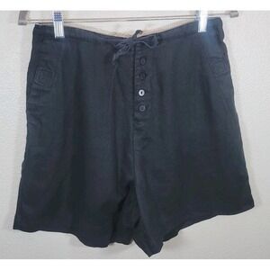 Real Comfort Black Linen Shorts Women's Size 8
